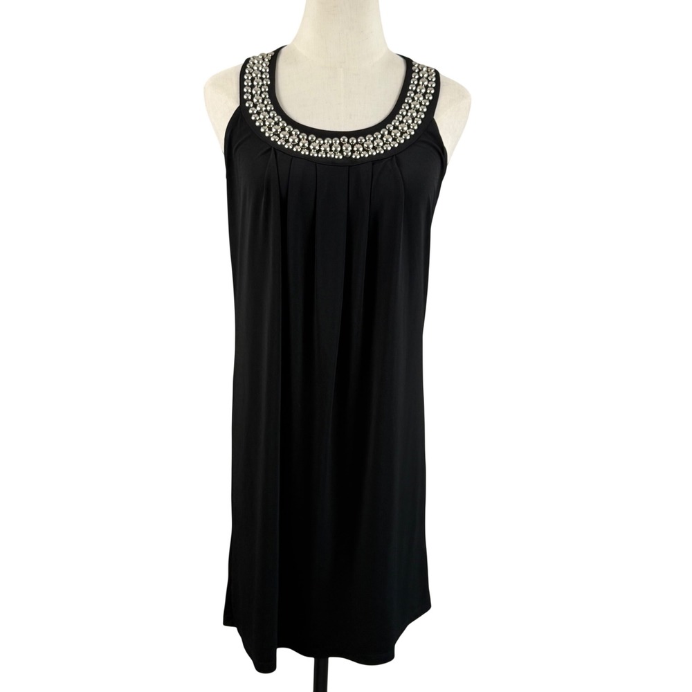 Michael‎ Michael Kors Women XS Shift Dress Black Studded Neckline  LBD Glam Chic